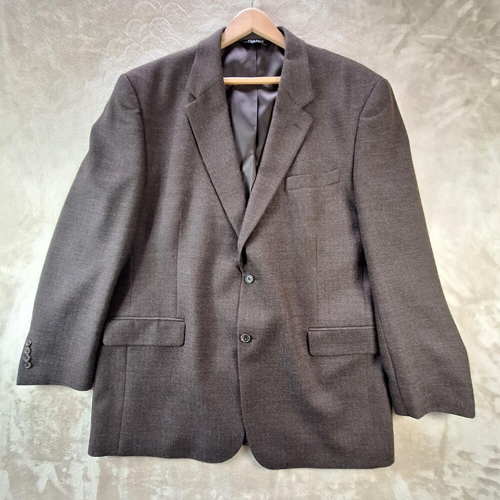 Jos A Bank Blazer Mens 48L Brown Wool Herringbone Sport Coat Two Button Lined